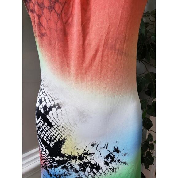 Good Time Long Maxi Dress Women's L Multicolor Halter Neck Sleeveless Pullover - Picture 9 of 11